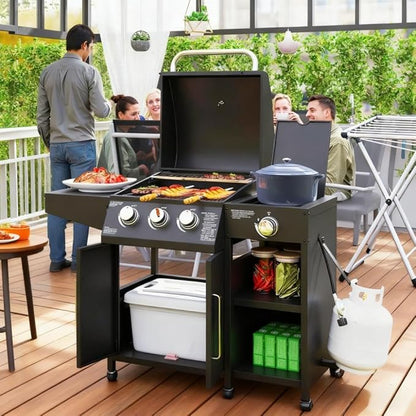Outdoor Grills & Smokers: Portable Camping Charcoal Grill Cooking Barbecue with Thermometer, Side Shelves, and Ash Pan for Backyard BBQ,A7
