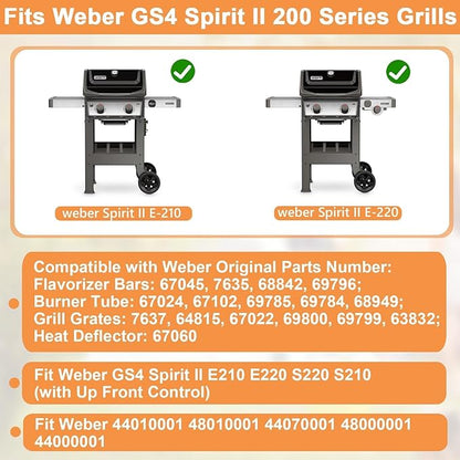 GS4 Spirit II Grill Parts for Weber Spirit 2 Parts Spirit II 200 SER Replacement Parts for Weber GS4 Spirit 2 Flavorizer Bars 7635 67045 68842, Burners 69785 67024, Heat Deflector 67060, 7637 Grates
