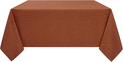 Decorelia Faux Linen Square Tablecloth for Dining Room,Waterproof Texture Decorative Farmhouse Table Cloth for Indoor Outdoor Party, Holiday, Banquet Picnics, Patio,52 x 52 Inch (Square),Burnt Orange