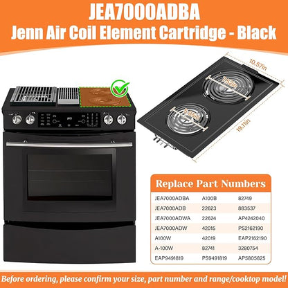 Upgraded JEA7000ADBA Coil Element Cartridge Compatible with Jenn Air Cooktop Replacement Parts Range Stove Cartridge For Whirlpool Electric Burner Cartridge JEA7000ADB With Drip Pans