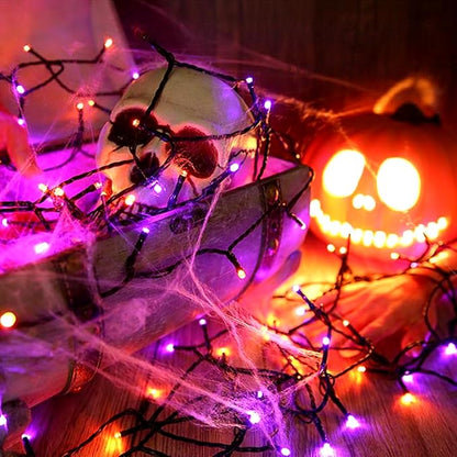 Halloween Lights, 105FT 300 LED Halloween String Lights | With Spooky Music Twinkle Waterproof Purple Orange Light Plug in for Indoor Outdoor Tree Party Yard Room Decor