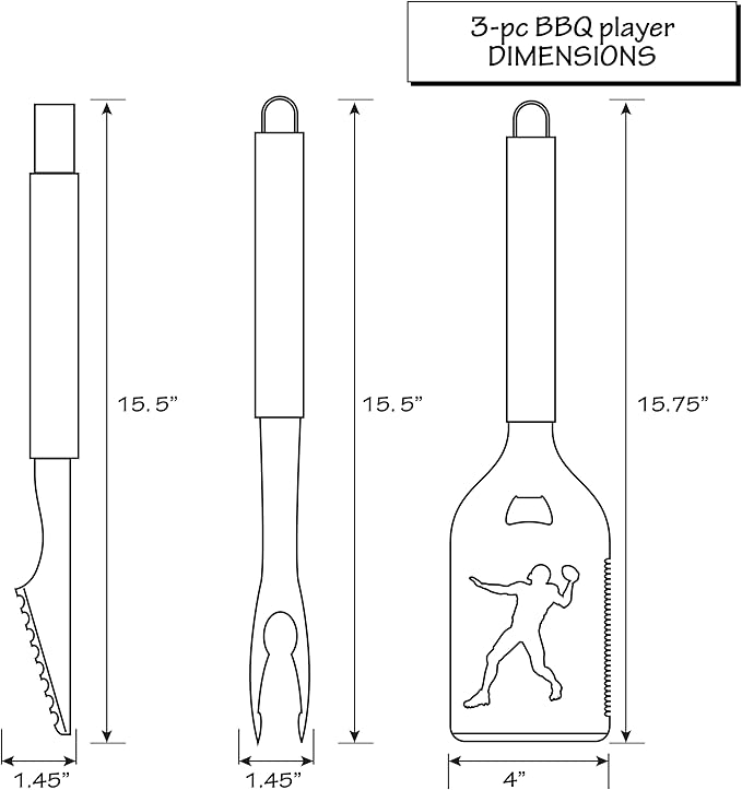 Siskiyou Sports NFL Washington Commanders 3 pc Steel BBQ Tool Set, One Size, Team Colors