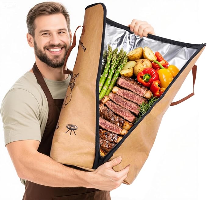 BBQ Blanket for Resting Meat – 5-Layer Insulated Brisket Blanket & Meat Resting Bag, Keeps Brisket, Turkey, Pork Shoulder & Ribs Juicy, Smoker Grill Accessories & BBQ Gifts for Men, Dads -- Brown