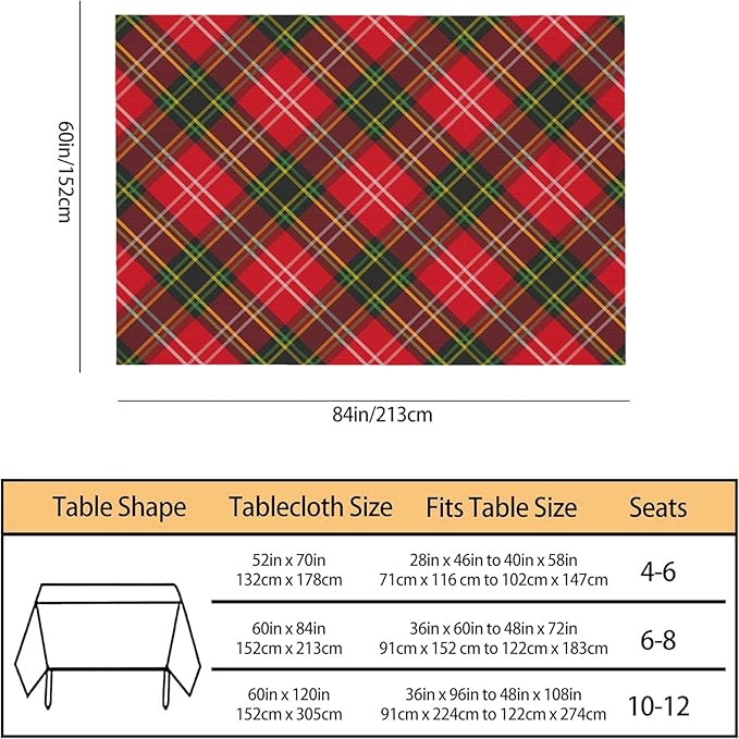 TKS MITLAN Colorful Plaid Line Tablecloth Decor Scottish Classic Checked Fashion Simple Stripe Design Table Cloth Dining Room Kitchen Table Cover 60" X 84" Oblong/Rectangle