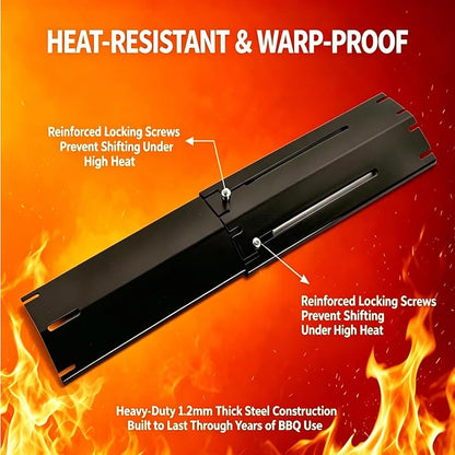 Universal Grill Heat Plates, Heavy Duty Porcelain Steel Heat Shield, Gas Grill Burner Covers, Flame Tamer, Heat Tents for Gas Grill Replacement Parts (4 Pack)