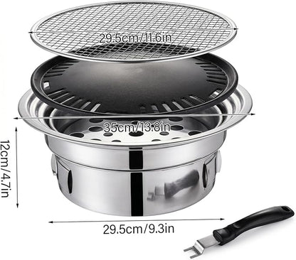 Korean Grill, Korean Bbq Grill, Portable Charcoal Grills with Non-Stick Pan & Net, Small Indoor/Outdoor Charcoal - Indoor