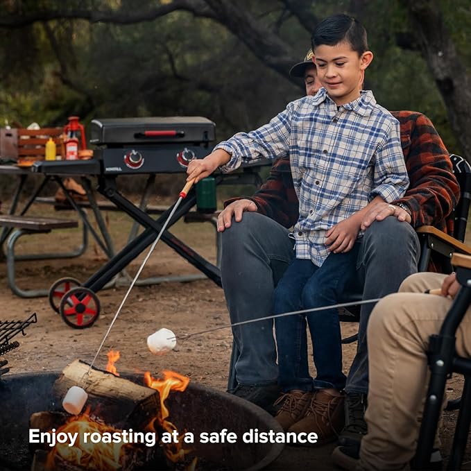 Nexgrill Extendable Roasting Grill Fork Stick, 2-Pack 32" Roasting Sticks, Dual Fork Grilling & Cooking Accessory for BBQs, Tailgating, Camping, Outdoor Cooking, 530-0023G