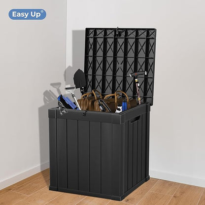 EasyUp 51 Gallon Outdoor Storage Box, Outdoor Deck Boxes for Garden Tools Equipment,Cushions and Patio Storage,Lockable and Resin,Easy to Install(Black)