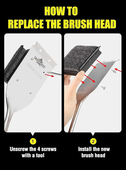 XUDAKAIXIN Bristle-Free Steam Grill Brush – No Bristle Shedding, with Replacement Head. Ultra-Safe & Efficient Cleaner for Cast Iron and Stainless Steel Outdoor Grills