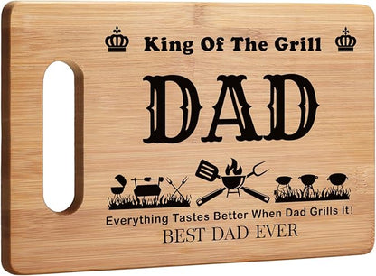 Dad Gifts for Father's Day, Grill Grilling Gift for Dad, BBQ Cutting Board, King Of The Grill, Best Dad Ever Gift for Father