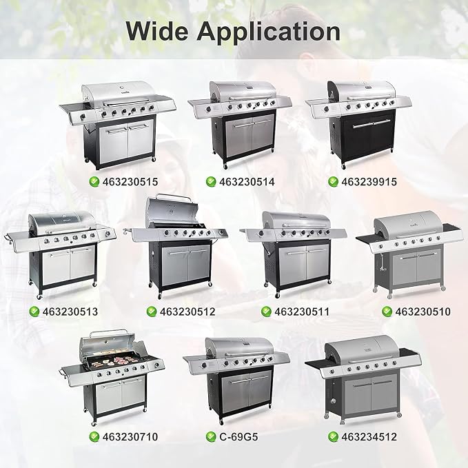 Grill Replacement Parts for Charbroil 463230515, 463230512, 463230513, 463230514, 463239915, 463230511 Models, Stainless Steel Grill Heat Plate Tent Shield, Pipe Burner Tubes and Crossover Tubes.
