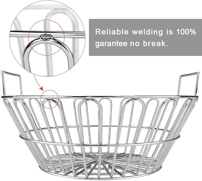 SELEWARE Stainless Steel 304 Charcoal Basket Lump Charcoal Ash Basket, 14'' Grill Baskets for Classic Joe Large Big Green Egg, Primo Kamado