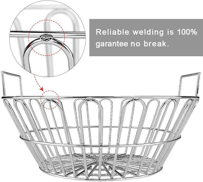 SELEWARE Stainless Steel 304 Charcoal Basket Lump Charcoal Ash Basket, 14'' Grill Baskets for Classic Joe Large Big Green Egg, Primo Kamado