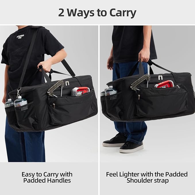 NOELIFE Padded Carry Bag for Weber Q1200 Q1000 Q1400 Liquid Propane Grill, 600D Water-Resistant Outdoor BBQ Grilling Carrying Case for Weber Q1200, Black (Bag Only)
