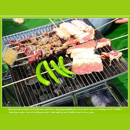 Portable BBQ Grill Folding Stainless Steel Griddle Barbecue Charcoal Grill Smoker Barbecue with Chrome Plated Cooking Grid for Table Camping Outdoor Garden Grill BBQ Utensil