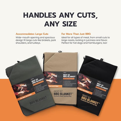 Rest EZ BBQ Blanket® - Insulated Meat Resting Bag for Moisture Retention and Tender BBQ - Heavy-Duty with Wide Mouth Design for Briskets, Pork Shoulders, Steaks
