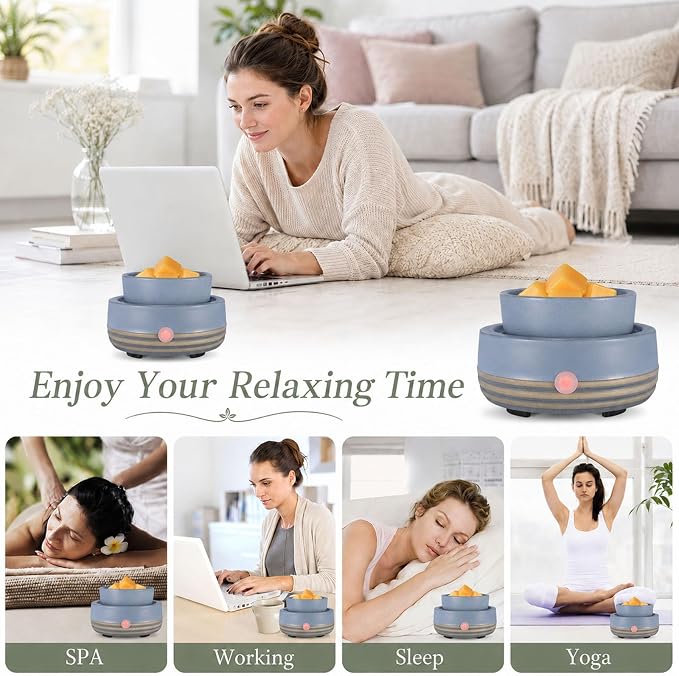 Candle Wax Melt Warmer with Timer Ceramic Electric Wax Melt 4-in-1 Oil Burner Adjusting Temperature Fits Yankee Large Jar Scented Candle for Home Decor Birthday Gifts for Women Mom Grandma Girls Blue