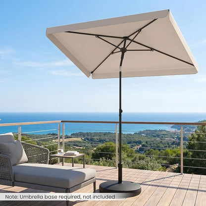 Tangkula 6.5 x 4.3 FT Rectangular Patio Umbrella, Portable Outdoor Market Table Umbrella with Push Button Tilt for Balcony Garden Backyard Deck Pool (Beige)