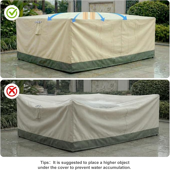 BPS Patio Furniture Cover for Outdoor Table and Chairs, 600D Waterproof and Anti-UV Patio Sectional Set Cover for Outside General Purpose Furniture, 126''L x 88''W x 32''H