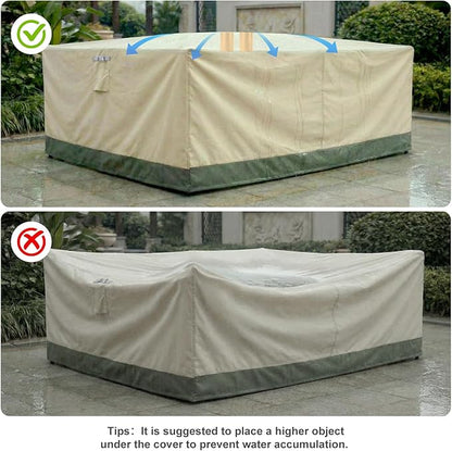 BPS Patio Furniture Cover for Outdoor Table and Chairs, 600D Waterproof and Anti-UV Patio Sectional Set Cover for Outside General Purpose Furniture, 126''L x 88''W x 32''H