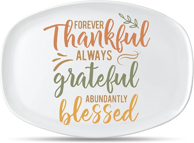 R HORSE Fall Thanksgiving Melamine Platter Gift, Reusable Serving Tray | Fall Autumn Thanksgiving Gift for Women Men Friend, Ideal for Turkey, Appetizer, Snack, Dessert, Indoor Outdoor Dinner Party