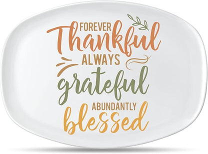 R HORSE Fall Thanksgiving Melamine Platter Gift, Reusable Serving Tray | Fall Autumn Thanksgiving Gift for Women Men Friend, Ideal for Turkey, Appetizer, Snack, Dessert, Indoor Outdoor Dinner Party
