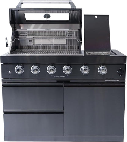 46 Inches 4-Burner 72,000 BTU Deluxe Stainless Steel Gas Grill Outdoor Kitchen Island for Patio Backyard Cooking,Black