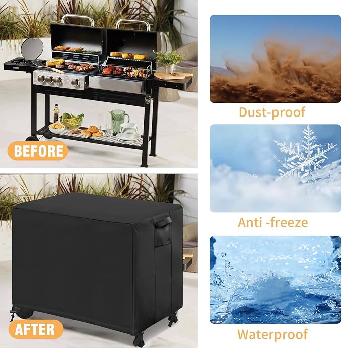 EATAKWARD 60'' X 24'' X 35'' 420D Waterproof Outdoor Prep Table Cover, Oxford fabric BBQ Table Cover, Suitable for Grill Table, Patio Kitchen Prep, Work Table, Workbench, Dining Cart