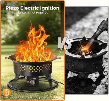 R.W.FLAME 19" Smokeless Portable Propane Fire Pit - 50000 BTU Outdoor Fire Bowl with Lava Rocks & Carry Bag for Camping RV Patio Backyard