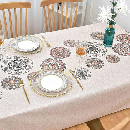 Wipeable Waterproof Tablecloth Vinyl Tablecloths for Rectangle Tables Heavy Duty PVC Tablecloth for Kitchen Dining Table(Flowers-2, 54'' x 72'')