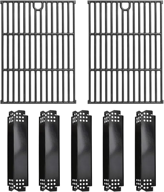 SafBbcue Grill Replacement Parts for Expert Grill 5 Burner 720-0968 Parts, Cooking Grates and Heat Plates for Expert Nexgrill 720-0968C Replacement Parts 5 Burner, Grid & Heat Shield for Expert Grill