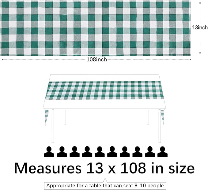 B-COOL Plaid Table Runners Checkered Fabric - St. Patrick's Day 2PCS Rectangle 13x108 Inch Festival Themed Buffalo Table Cloth for Indoor Outdoor Use Table Cover for Kitchen Home BBQs Parties