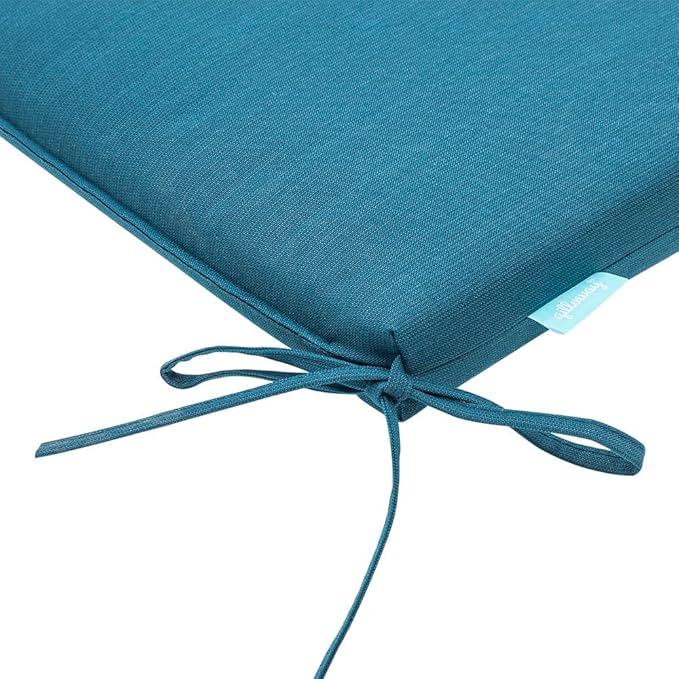 QILLOWAY Outdoor Indoor Chair Pads,Seat Cushions, Square Foam Dining Chair Patio Cushion Set of 4, All Weather, 17" Lx17 Wx3 D (Peacock Blue)
