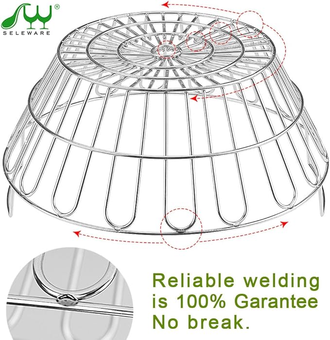 Seleware Innovative Stainless Steel Lump Charcoal Fire Basket, Grill Baskets for the Large Big Green Egg, Primo Kamado and Large Grill Dome, 14 Inch Diameter