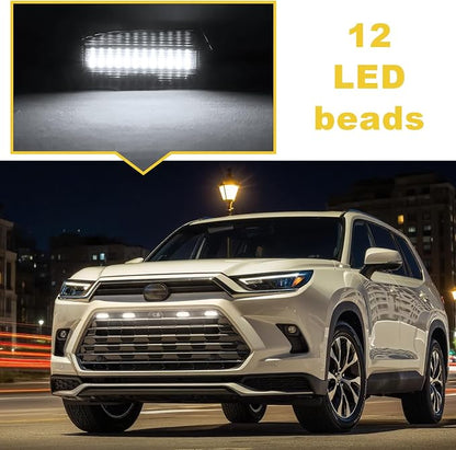 Led Grille Grill Lights for 2024 2025 2026 Toyota Grand Highlander | WHITE, Upgrade 4 in 1 leds, Xle Limited Hybrid Sport Oem Grills Light Accessories