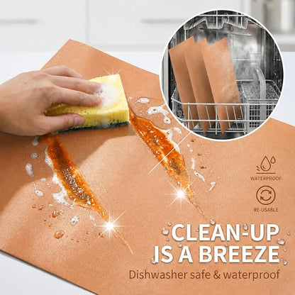 Copper Grill Mats for Grill, Set of 6, 15.75 x 13 Inch | Non-Stick Sheets for Outdoor Grill Cooking and Grilling