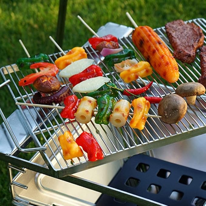 Portable Charcoal Grill, Camping BBQ Grills Outdoor Barbecue Grill Stainless Steel Folding Cookware for Camping Hiking Backyard Tailgating,A-1
