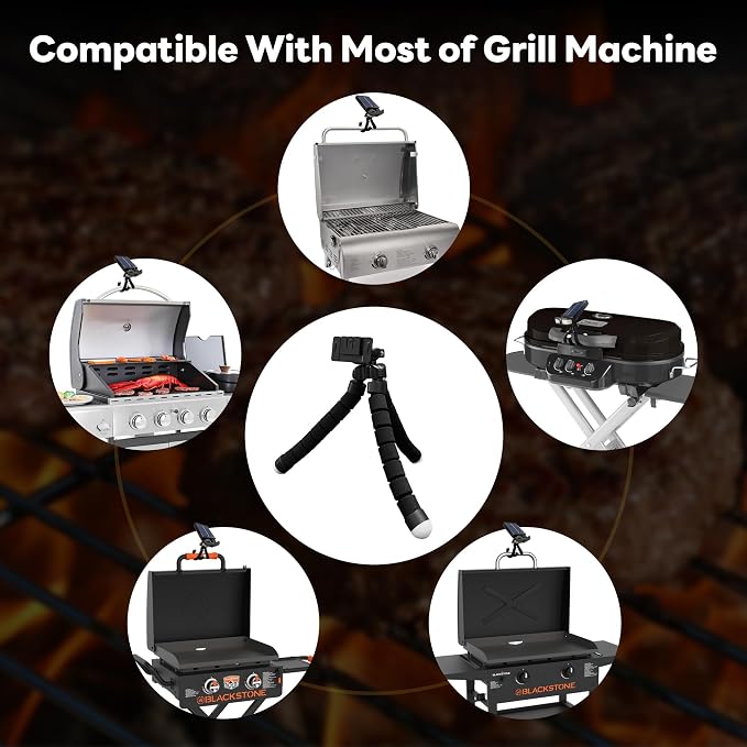 Grill Light for Blackstone Griddle & Weber Grill, Octopus Rechargeable Solar Powered BBQ LED Light with Motion Sensor for Outdoor, Grilling Accessories for Camping, Gifts for Men Husband Dad