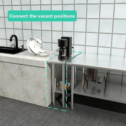 STABLEINK Stainless Steel Small Table with Undershelf 18x24 Inches for Prep | NSF Certified Heavy Duty Metal Work Table Workbench for Commercial Kitchen Restaurant Hotel Laundry Garage Chef Homemaker