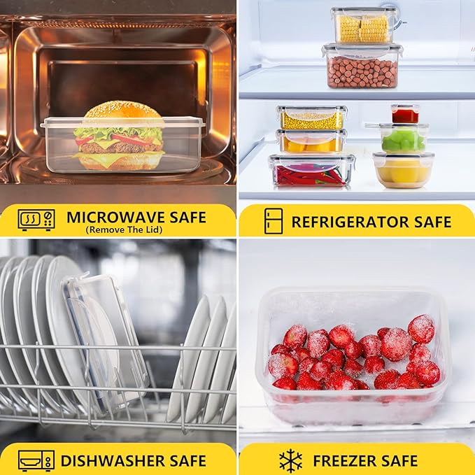 34 PCS Food Storage Containers Set with Airtight Lids (17 Lids &17 Containers) - BPA-Free Plastic Food Container for Kitchen Storage Organization, Fruit Meal-prep Containers with Labels & Marker | (17 Lids &17 Containers) - Food Container for Kitchen S...