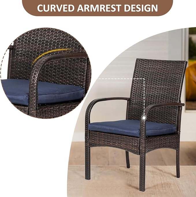 Outdoor Wicker Rattan Chairs Patio Furniture Sets with Cushions, 350lbs Capacity, All-Weather Rattan Sofa Set for Garden, Porch, Backyard, 6PCS, Brown