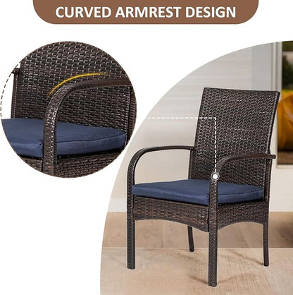 Outdoor Wicker Rattan Chairs Patio Furniture Sets with Cushions, 350lbs Capacity, All-Weather Rattan Sofa Set for Garden, Porch, Backyard, 6PCS, Brown