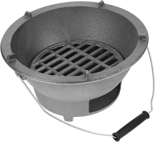 Milisten Heavy Duty Cast Iron Charcoal Grill Stove Tabletop Bbq for Outdoor Camping Balcony Charcoal Cooker Enhancing Flavor for Steak Chicken Meat Barbecue Party
