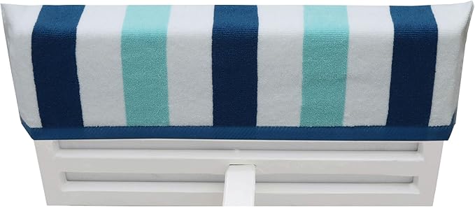 COTTON CRAFT Pool Lounge Chair Cover - 2 Pack Cabana Stripe Chaise Lounge Chair Cover - Soft 100% Cotton Dobby Terry Towel Beach Chair Cover - Oversized 32 W x 82 Length x 7 inch Pocket – Ocean Blue
