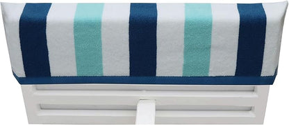 COTTON CRAFT Pool Lounge Chair Cover - 2 Pack Cabana Stripe Chaise Lounge Chair Cover - Soft 100% Cotton Dobby Terry Towel Beach Chair Cover - Oversized 32 W x 82 Length x 7 inch Pocket – Ocean Blue