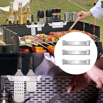 3 PCS Griddle Spatula Holder Sturdy Blackstone Spatula Holder Grill Barbecue Tool Rack Stainless Steel Barbecue Tool Rack Griddle Accessories for Outdoor Camping Picnic BBQ Essentials