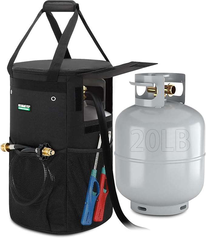 Propane Tank Cover Bag 20lb, WITSTEP Heavy Duty Propane Tank Cover Carrier Bag with Side Flip Flap and 4 Ventilated Holes, Water & Wear Resistant Propane Cylinder Storage Bag for Home & Outdoor Use
