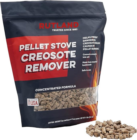 Rutland Products Pellet Stove Creosote Remover, Chimney & Flue Cleaning Wood Pellets, 4 Pound Bag