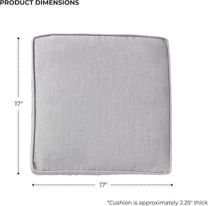 Indoor/Outdoor Chair Pads in Sunbrella Fabric – 17''x17'' Patio Seat Cushions with Foam Insert, Removable Reversible Cover & Ties for Patio Dining Chairs – Set of 2 or 4, Canvas Granite