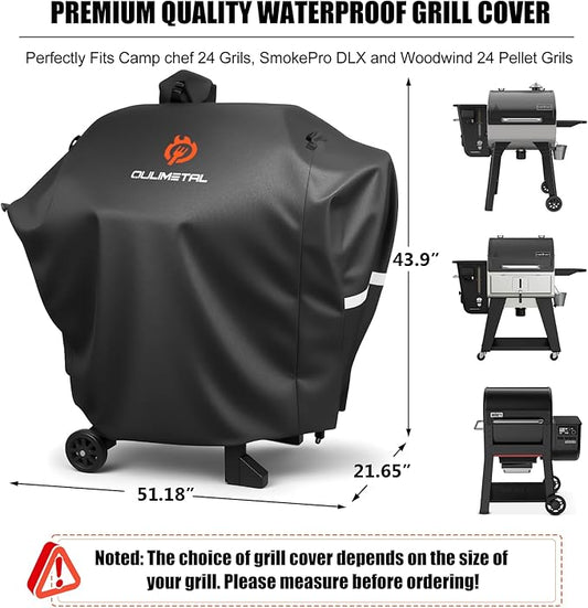 Pellet Grill Cover for Camp Chef 24 Series - DLX 24 Premium Smoker Cover Waterproof & 600D Heavy Duty for Camp Chef Woodwind 24,Woodwind Pro 24,PG24,PG24WWSB,SmokePro SG24